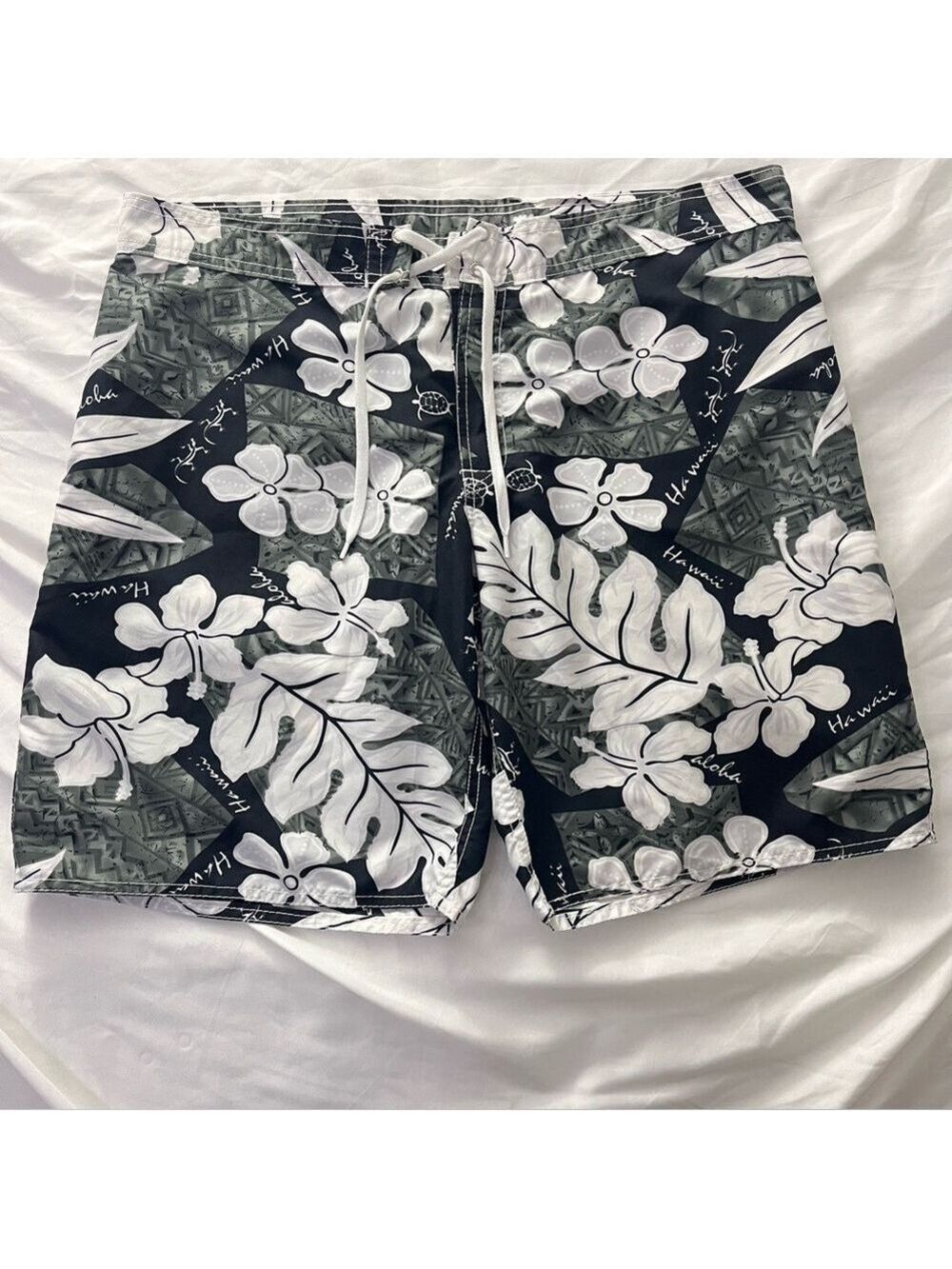 Hawaiian Floral Swim Trunks Board Shorts Mens 36